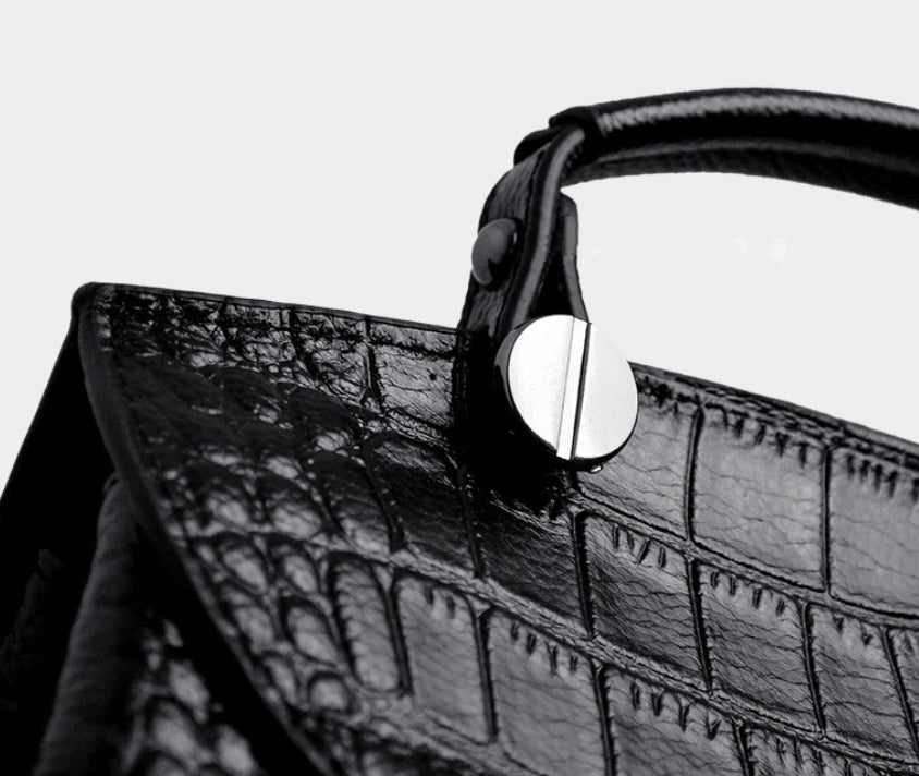 New European Leather Crocodile Crossbody Handbag