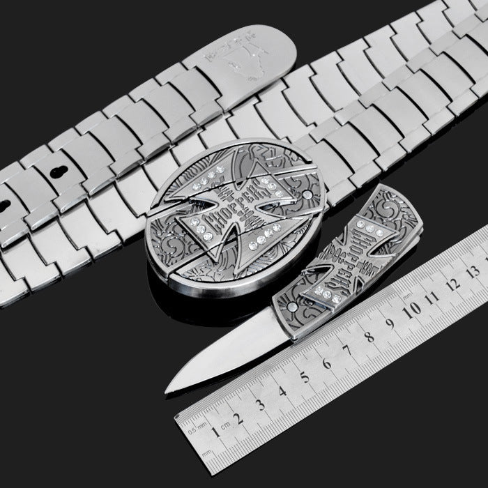 Tactical Stainless Steel Self-Defense Belt and Buckle Knife