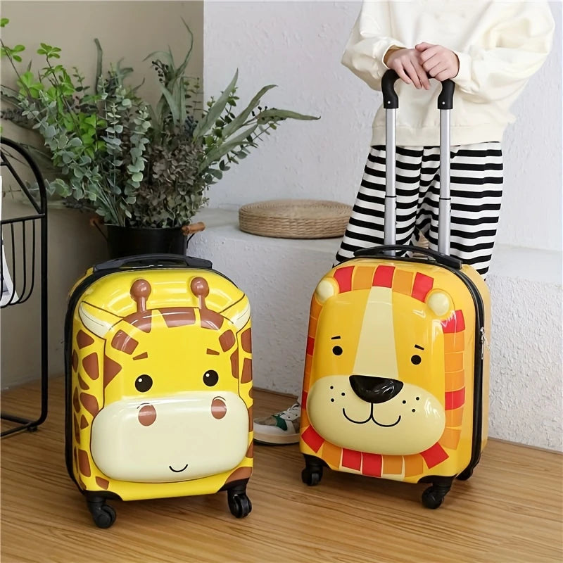 3D Cartoon Animal Rolling Luggage Suitcases