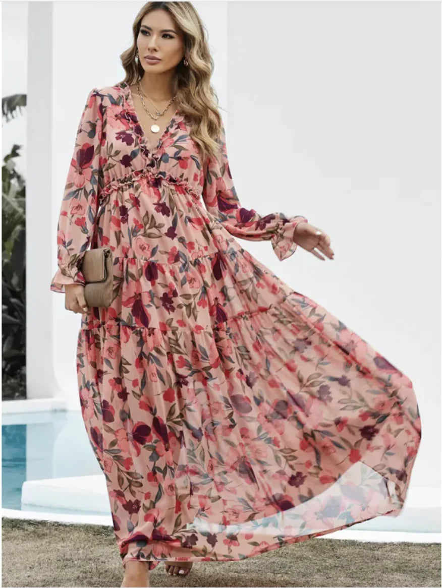 Reena Floral Polyester Maxi Dress