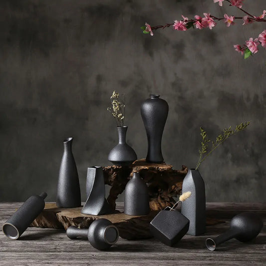 Minimalist Black Glaze Vases