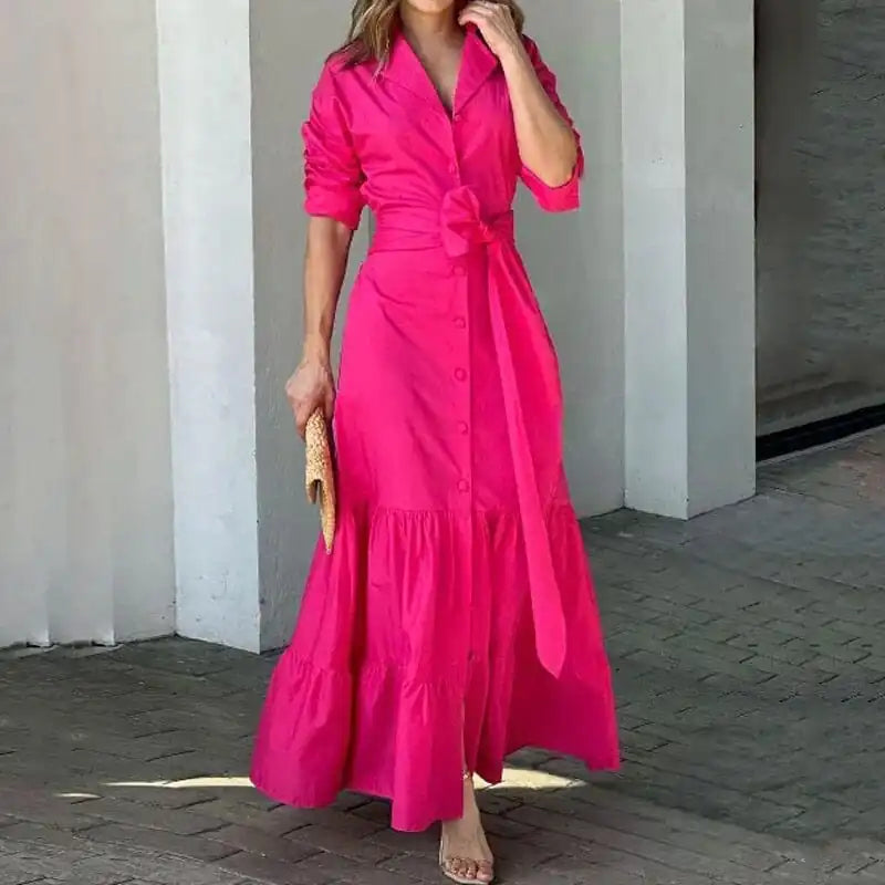 Hot Pink Casual Maxi Dress