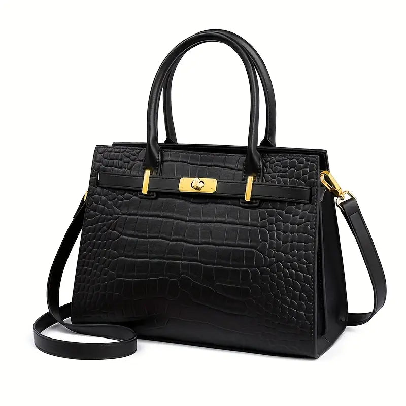 Birkin Inspired Genuine Leather Crocodile Handbag - Limited Edition
