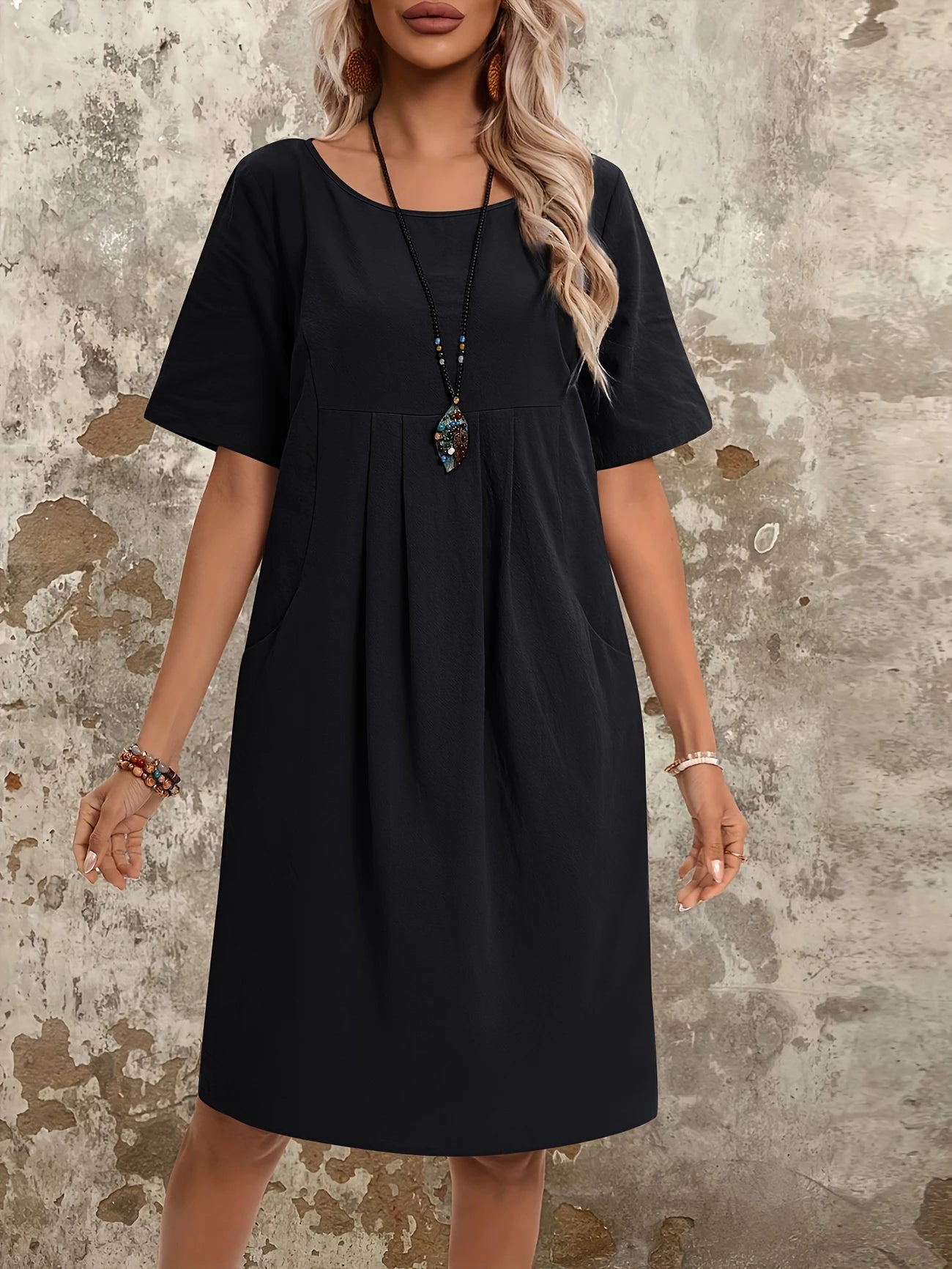 Hanna Linen Pleated Midi Slip Dress