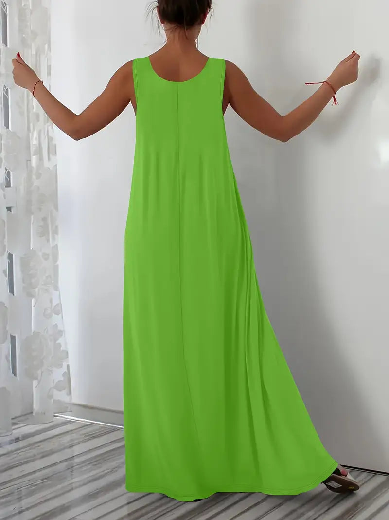 Plus Size A-Line Sleeveless Maxi Dresses
