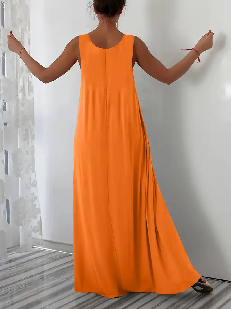 Plus Size A-Line Sleeveless Maxi Dresses