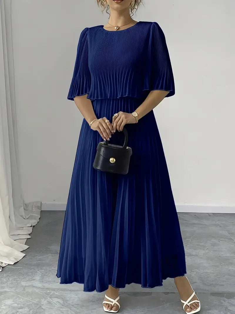 Valentina Ribbed Lightweight Pleated Maxi Dress