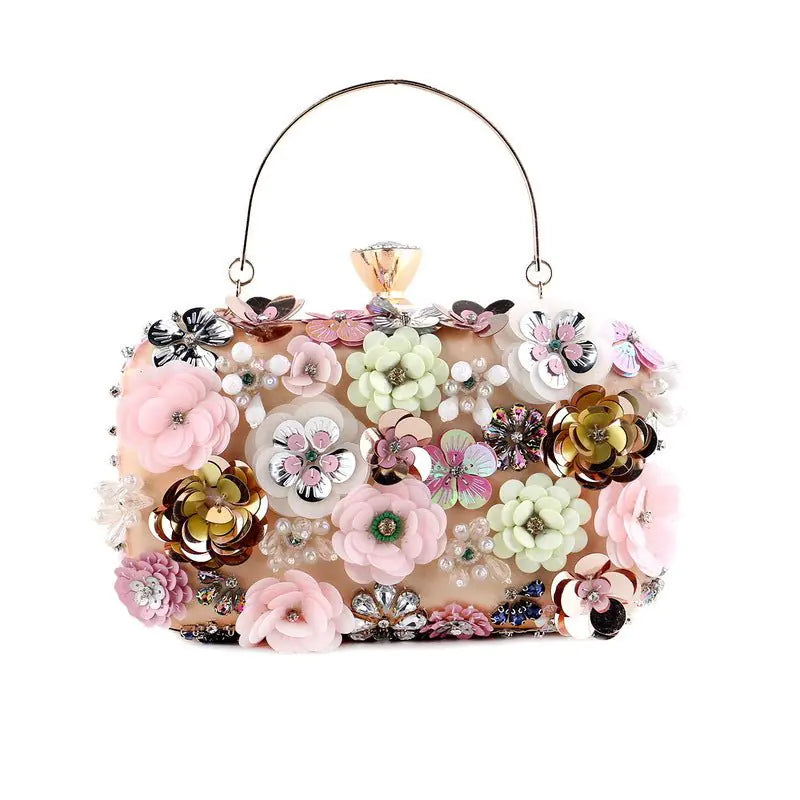 Embellished Floral Evening Clutch Bag