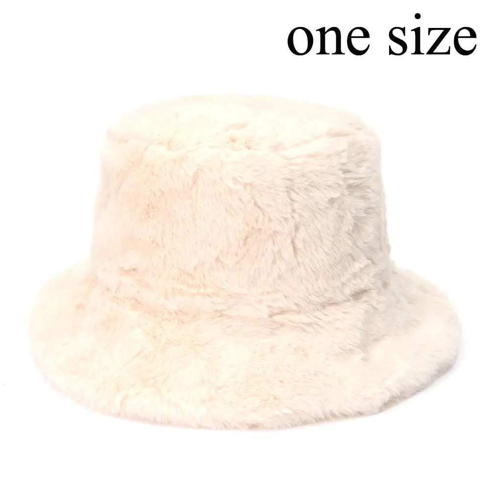 Winter Cow Leopard Faux Fur Bucket Hats