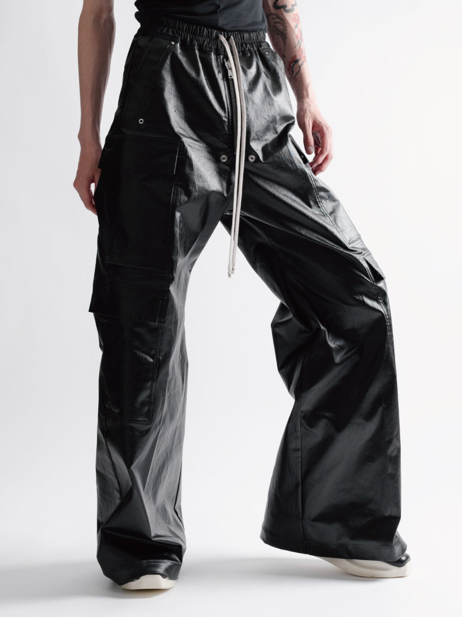 High Street Glossy Black Cargo Pants