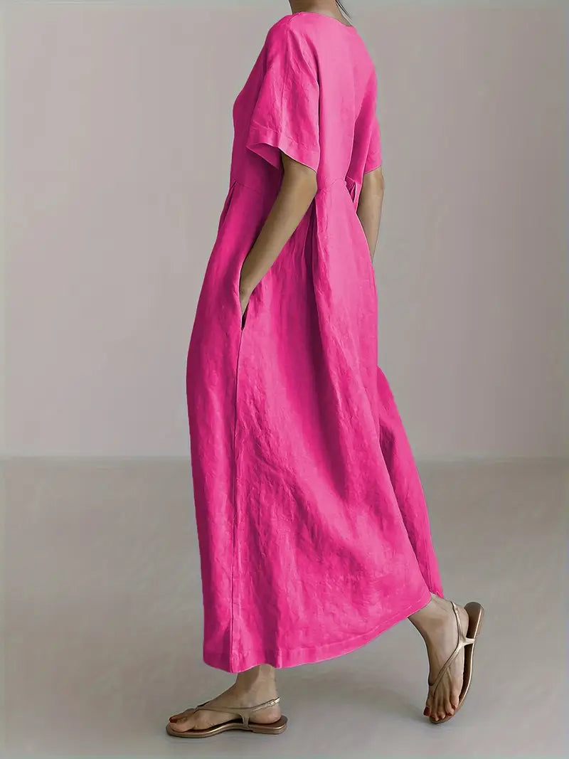 Plus Size Linen A-Line Maxi Dresses