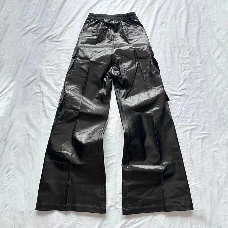 High Street Glossy Black Cargo Pants