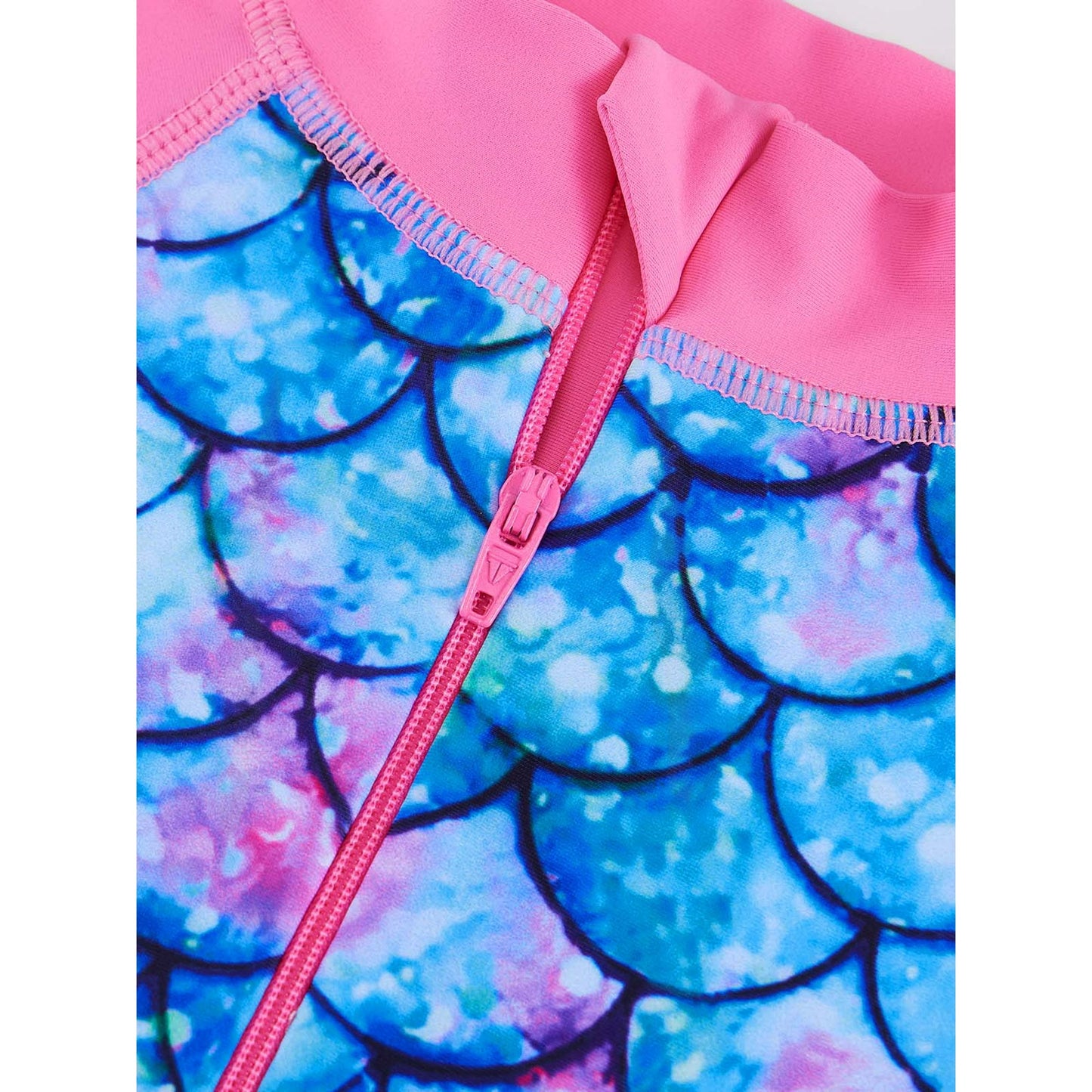 Girls Mermaid One Piece Rash Guard Swimsuits