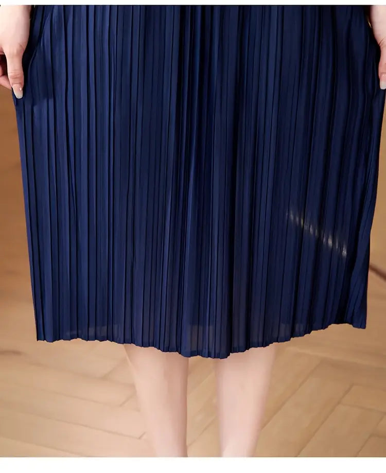 Classic Pleated Polyester Dress