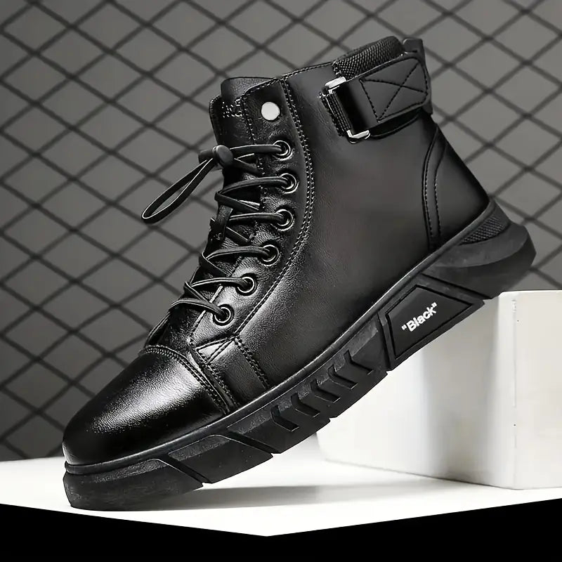 Black Volcan Martini Leather Platform Boots