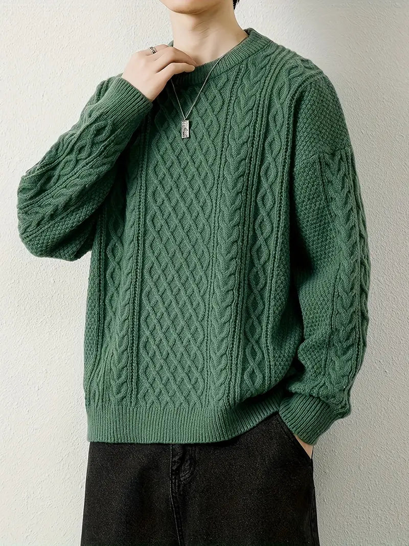 Hawthorne Acrylic Loose Knitted Aran Pullover Sweaters