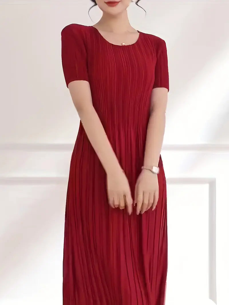 Classic Pleated Polyester Dress