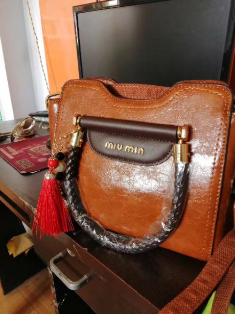 MIU MIN Leather Kelly Handbag