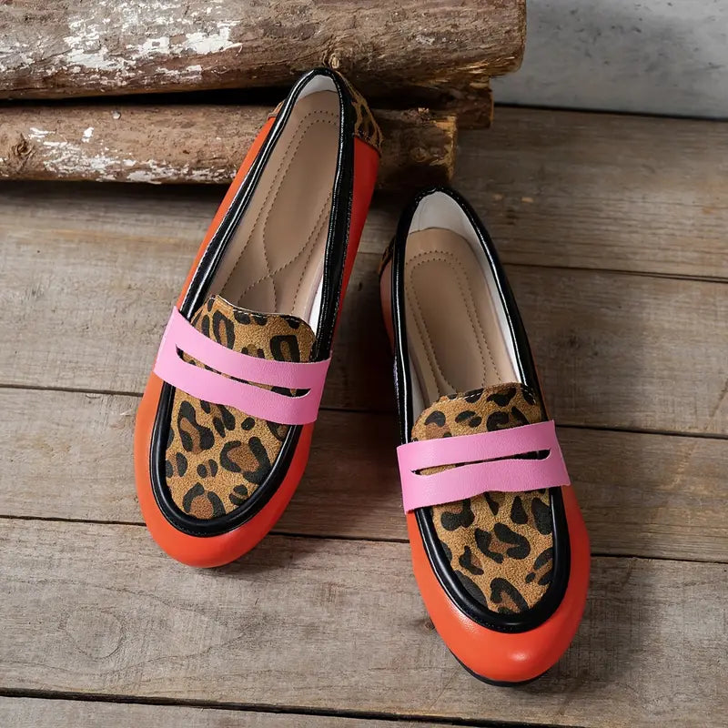 Leopard Print Red & Pink Loafers