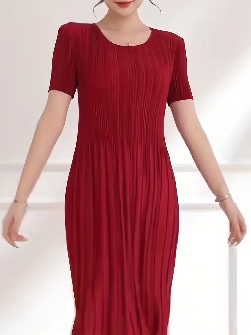 Classic Pleated Polyester Dress