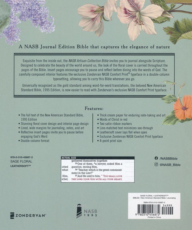 NASB Artisan Almond Floral Collection Bible