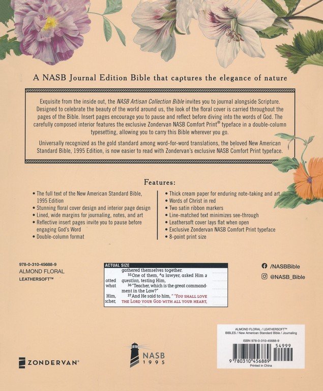 NASB Artisan Almond Floral Collection Bible