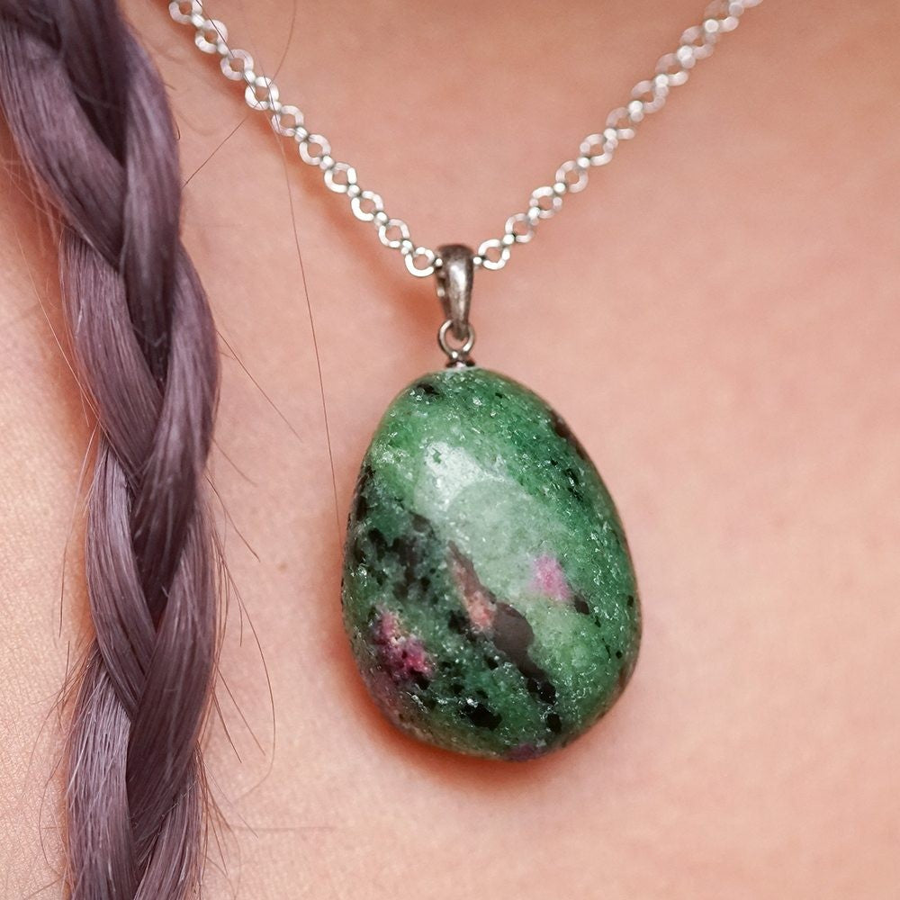 Ruby Zoisite Quartz Stone Pendant