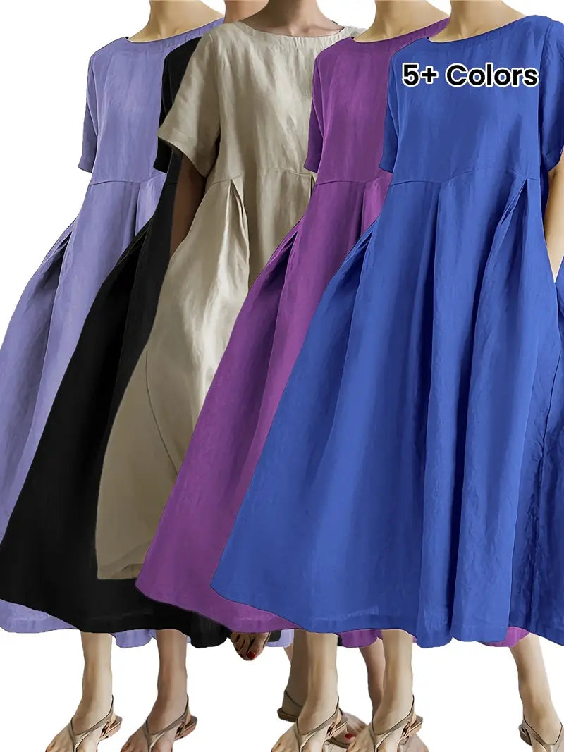Plus Size Linen A-Line Maxi Dresses