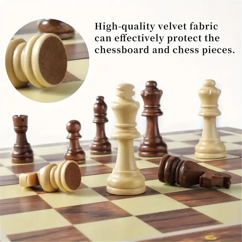 Handmade Traditional Wooden Folding Chess Set