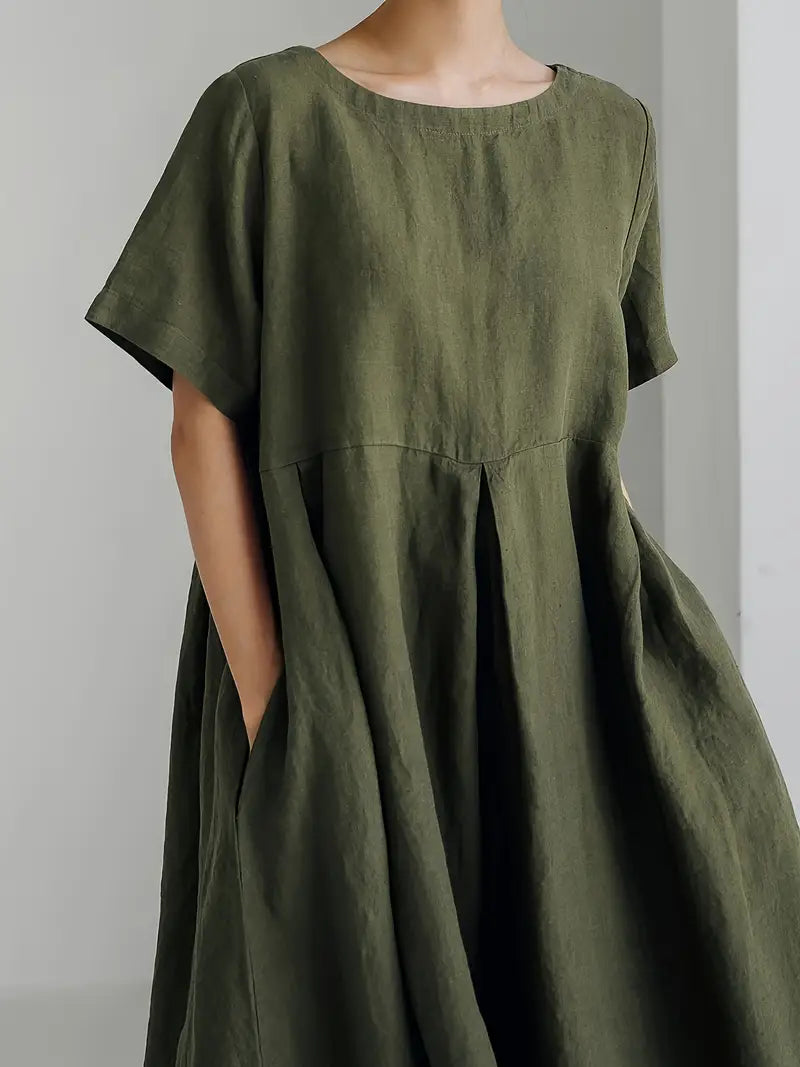 Plus Size Linen A-Line Maxi Dresses