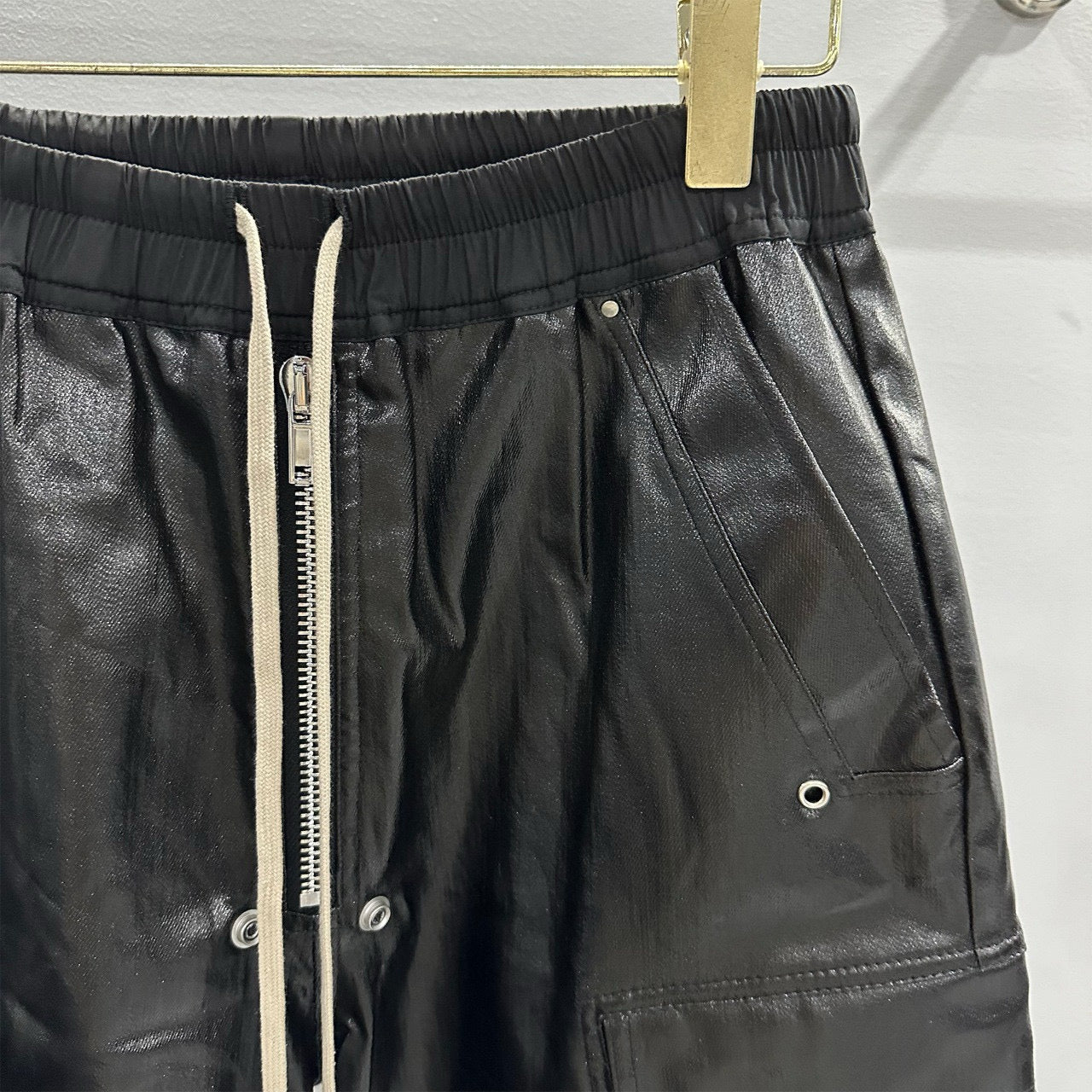 High Street Glossy Black Cargo Pants