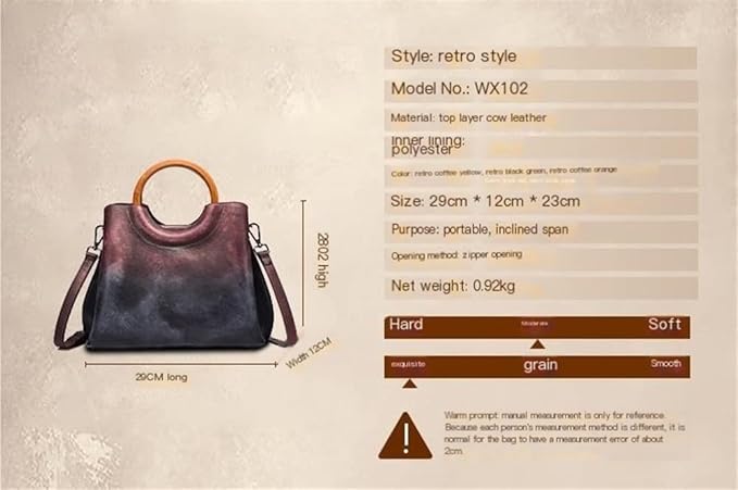 Johnature Retro Genuine Leather Shoulder Handbags