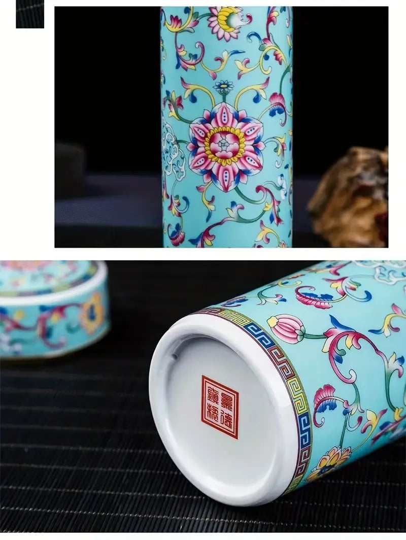 Floral Ceramic Double Insulated Travel Flask