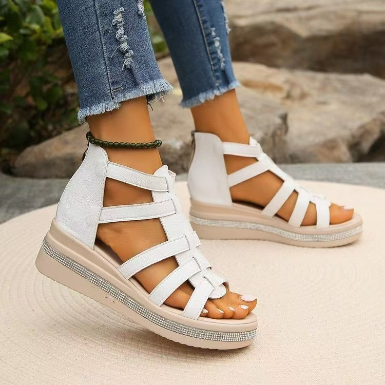 Rhinestone Wedge Platform Sandals