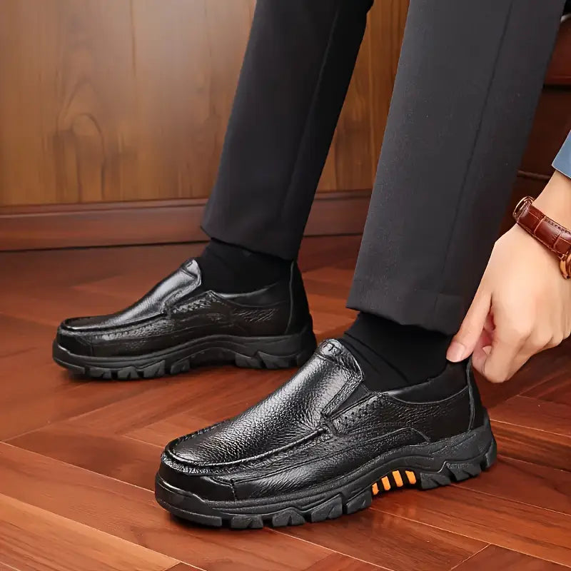 ONYX ASH Genuine Leather Slip-On Dress Shoes