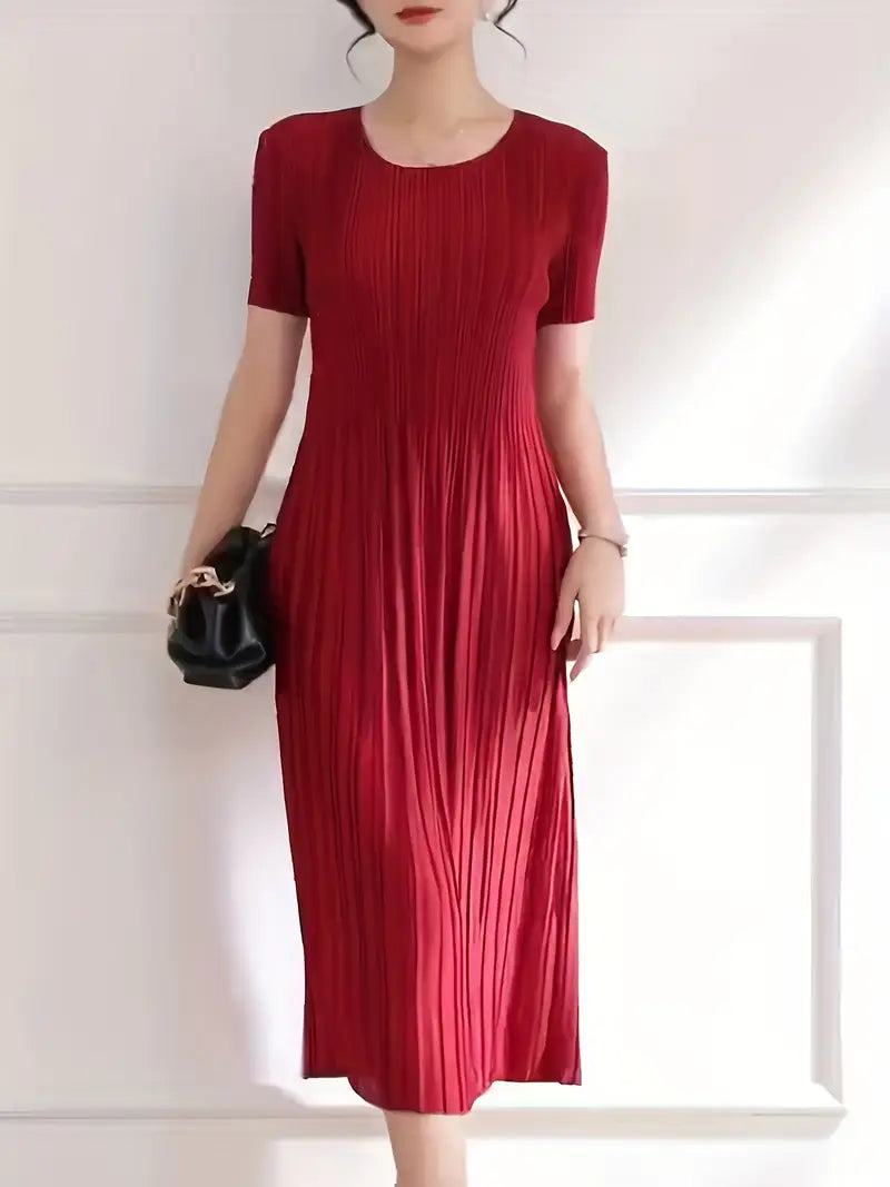 Classic Pleated Polyester Dress