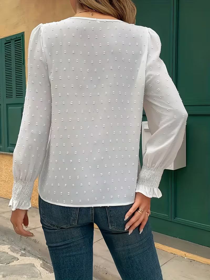 Emery Rose Shirred Long Sleeve Tops