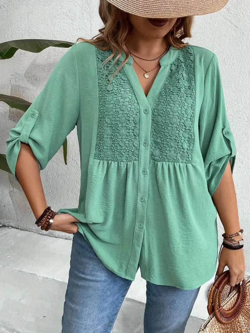 Zanzea Polyester Lace Shirt