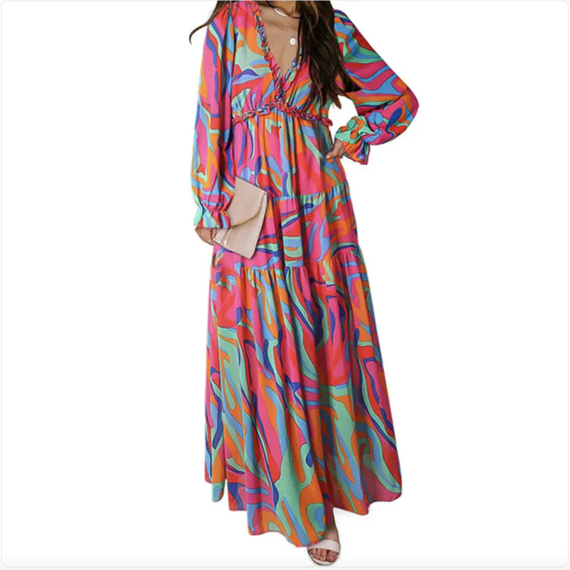 Reena Floral Polyester Maxi Dress