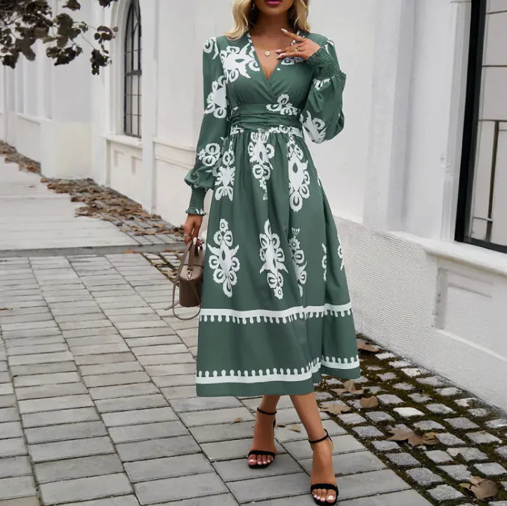Devine Lantern Sleeve Midi Dress