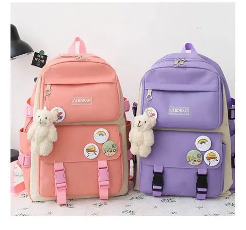 5-Piece Canvas School and Travel Backpack Set