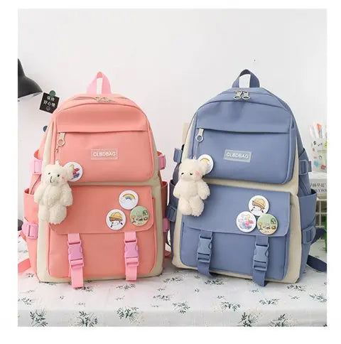 5-Piece Canvas School and Travel Backpack Set