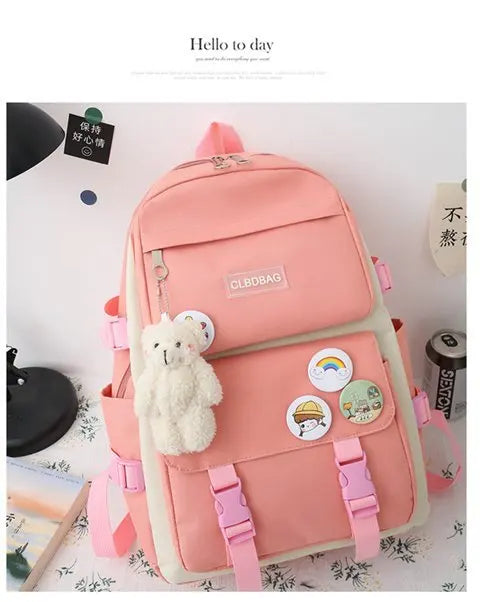 5-Piece Canvas School and Travel Backpack Set