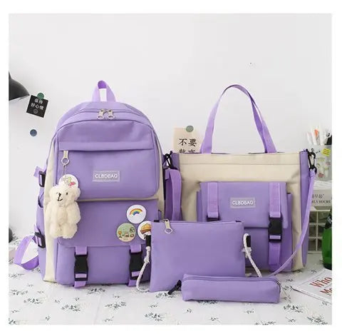 5-Piece Canvas School and Travel Backpack Set