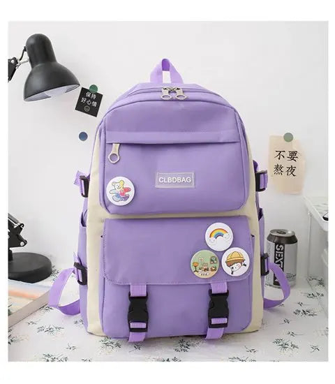 5-Piece Canvas School and Travel Backpack Set