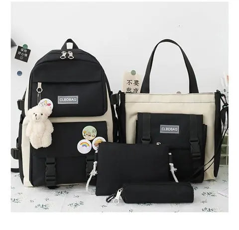 5-Piece Canvas School and Travel Backpack Set