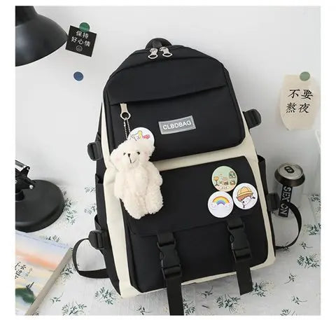 5-Piece Canvas School and Travel Backpack Set