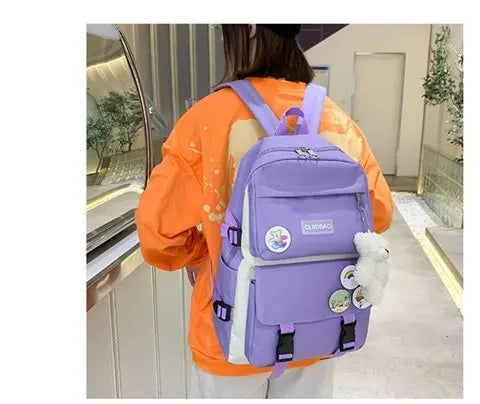 5-Piece Canvas School and Travel Backpack Set