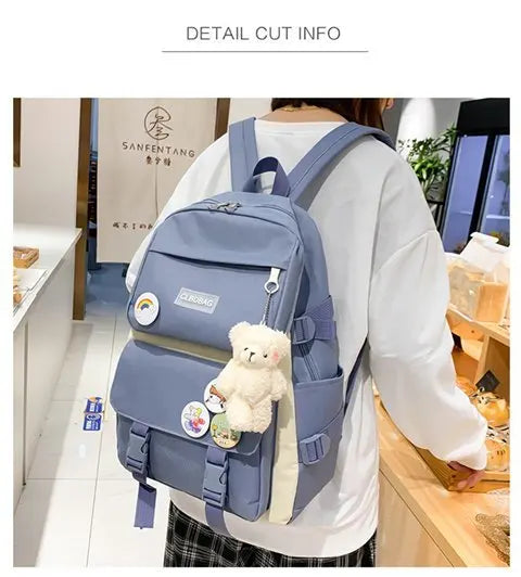 5-Piece Canvas School and Travel Backpack Set