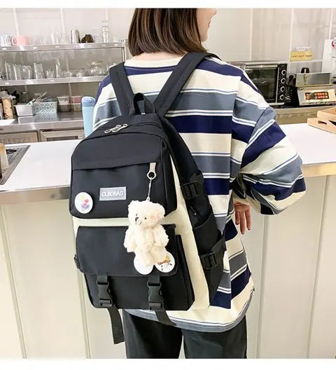 5-Piece Canvas School and Travel Backpack Set
